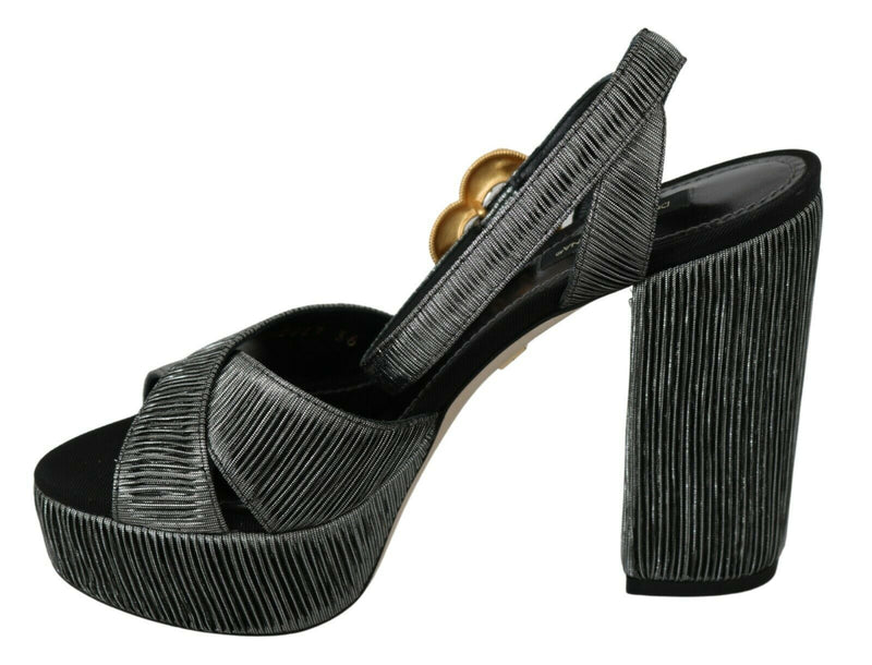 Gray Heart Heels Sandals Platform Shoes