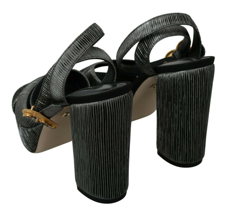 Gray Heart Heels Sandals Platform Shoes