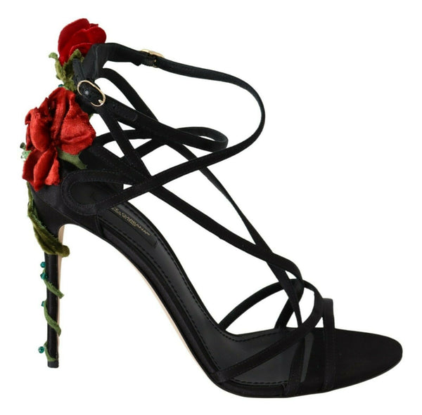 Black Suede Jewel Heels Sandals Keira Shoes