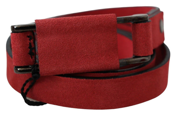 Red Leather Skinny Buckle Fashion Waist Women's Belt