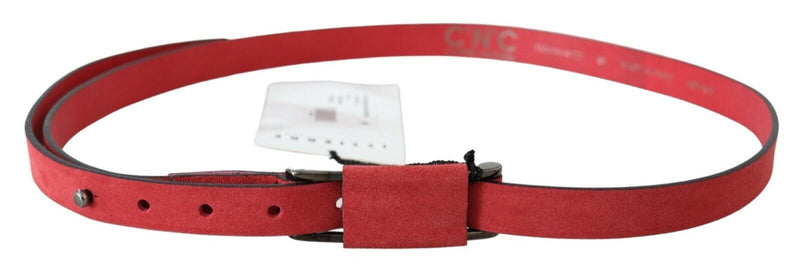 Red Leather Skinny Buckle Fashion Waist Belt