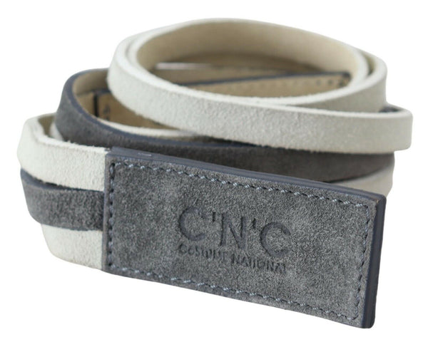 White Velvet Square Logo Design Waist Belt