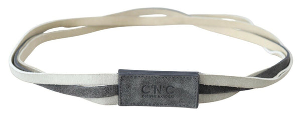 White Velvet Square Logo Design Waist Belt