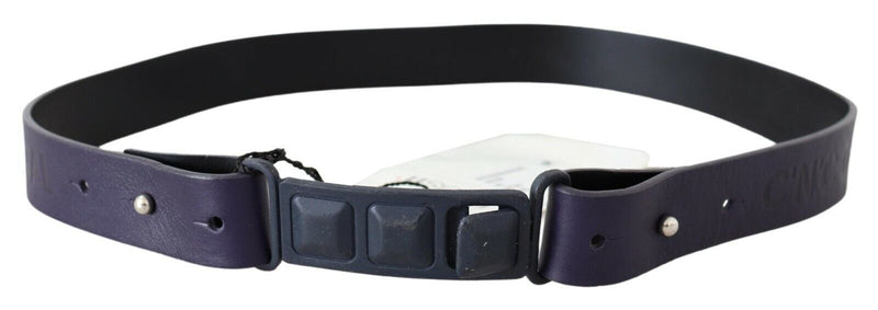 Black Leather Normal Logo Buckle Waist Belt