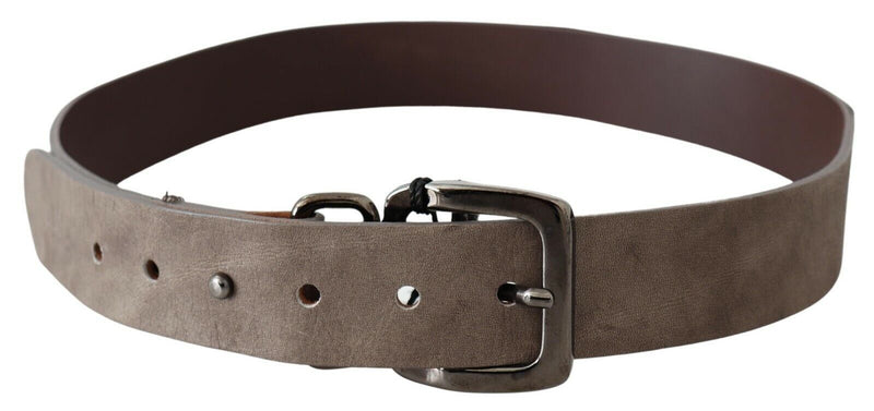 Dark Brown Leather Metallic Square Buckle Belt