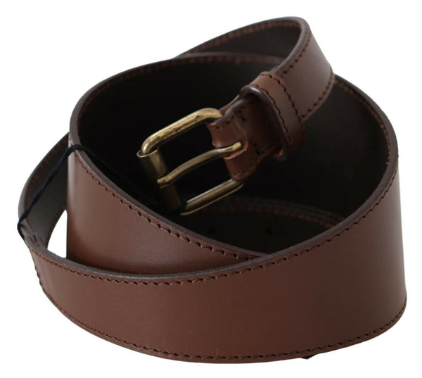 Brown Genuine Leather Rustic Metal Buckle Belt