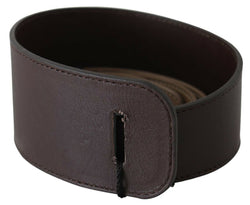 Brown Genuine Leather Logo Wide Waist Belt