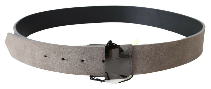 Brown Leather Square Logo Buckle Belt