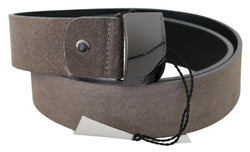 Brown Leather Square Logo Buckle Belt