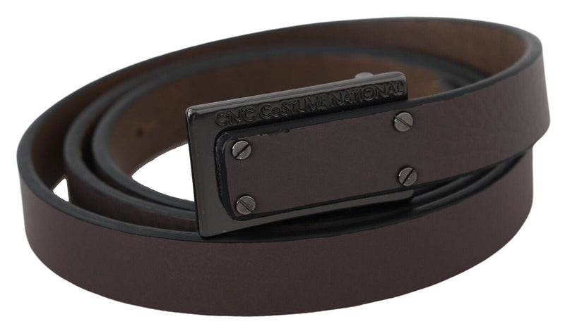 Brown Leather Tactical Logo Screw Buckle Belt