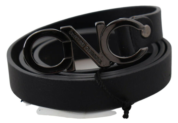 Black Genuine Leather Logo Belt