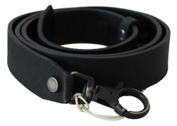 Black Wide Leather Rustic Hook Metal Buckle Belt