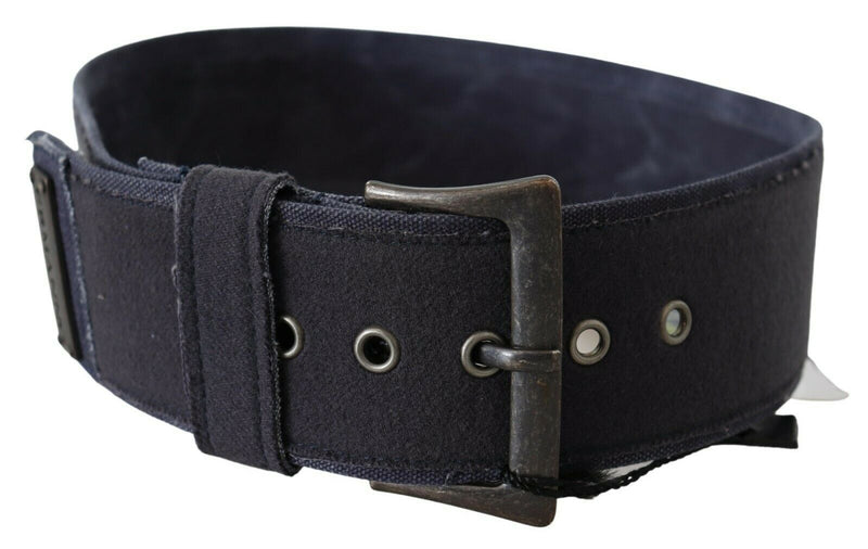 Black Navy Blue Wide Square Rustic Buckle Belt