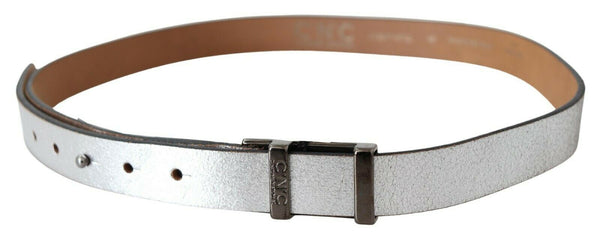 Brown Metallic Silver Leather Belt