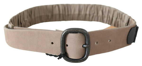 Brown Solid Leather Waist Metal Buckle Belt