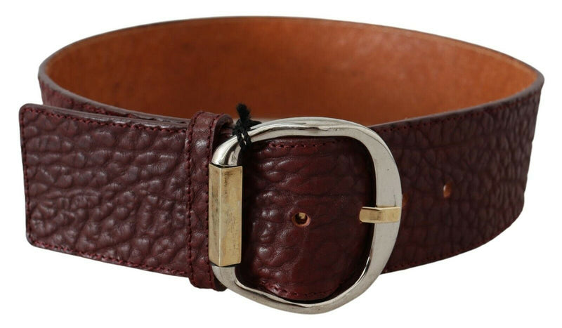 Bordeaux Wide Leather Waist Gold Silver Belt