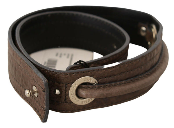 Brown Leather Silver Fastening Belt