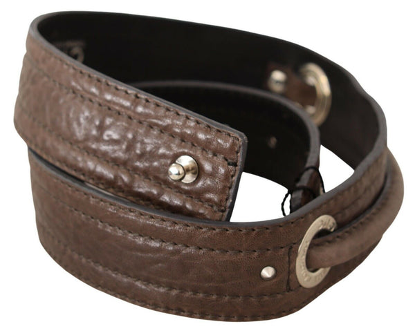 Brown Leather Silver Fastening Belt