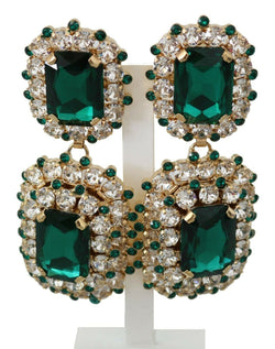 Green Crystals Clip-on Emerald Earrings