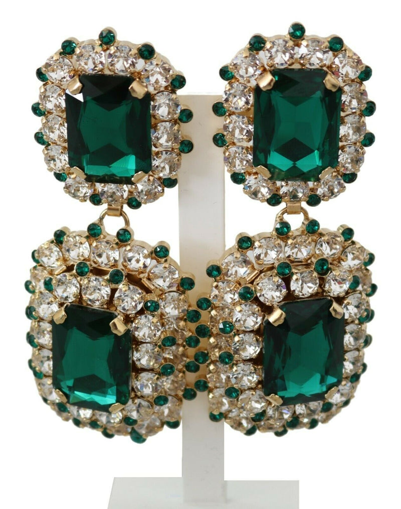 Green Crystals Clip-on Emerald Earrings