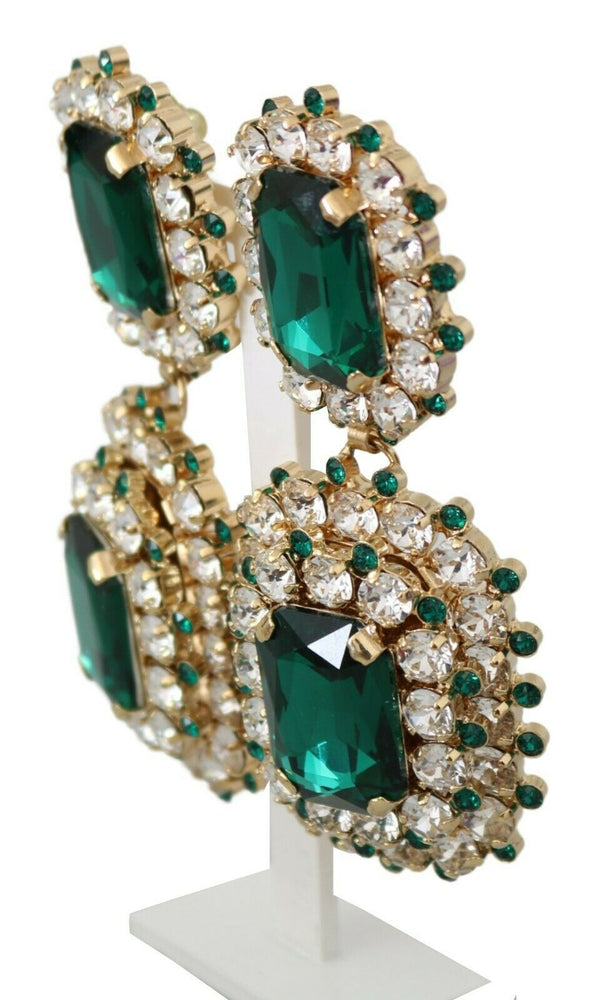 Green Crystals Clip-on Emerald Earrings