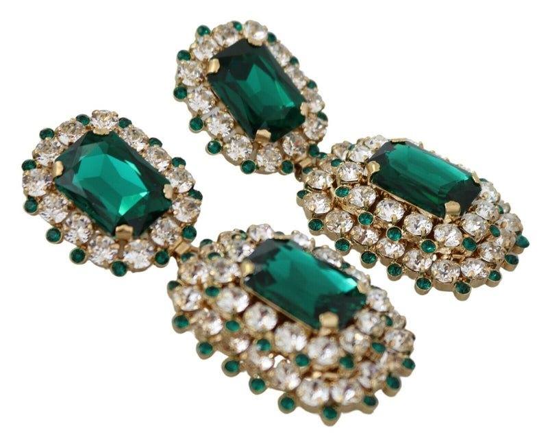 Green Crystals Clip-on Emerald Earrings