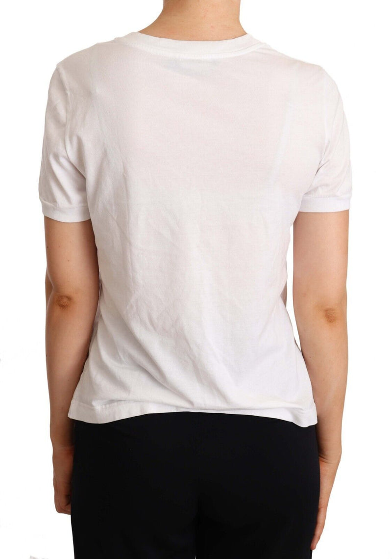 White Roses Cotton Crewneck  T-shirt