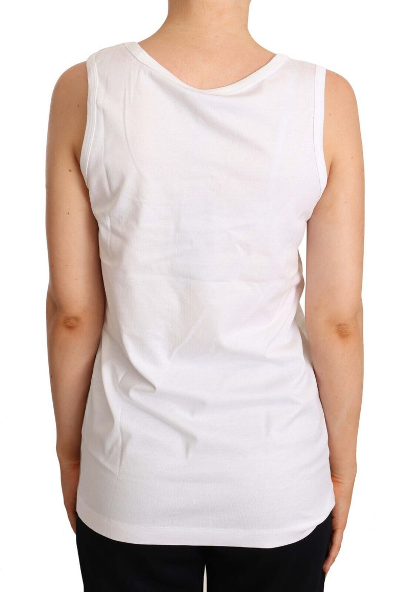 White Ace Of Hearts Print Sleeveless T-shirt