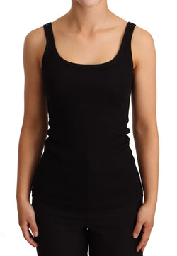 Black Cotton Sleeveless Tank Slim  T-shirt