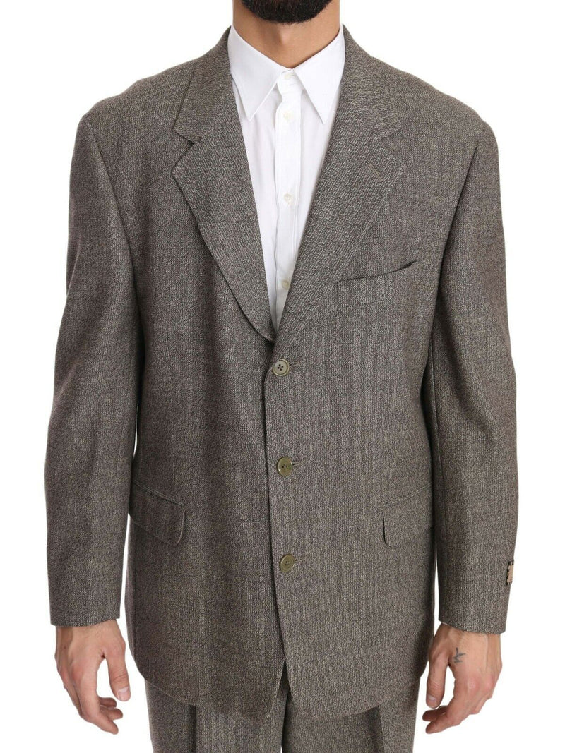 Brown Wool Regular Single  Breasted Suit