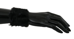 Black 100% Lamb Black Cuff Women Fur Bracelet