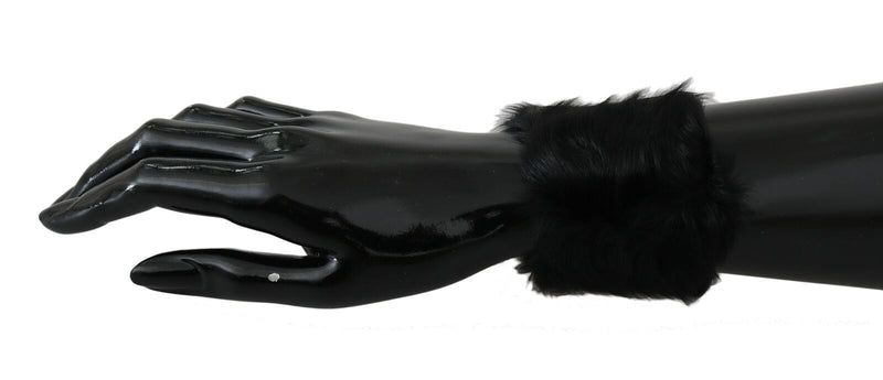 Black 100% Lamb Black Cuff Women Fur Bracelet