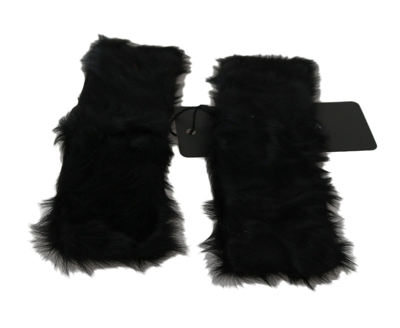 Black 100% Lamb Black Cuff Women Fur Bracelet