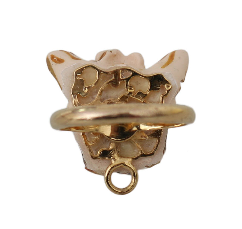 Gold Brass Resin Beige Dog Pet Branded Accessory Ring