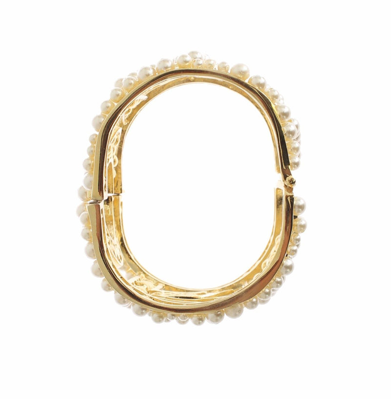 White Pearl AMORE Gold Brass Bracelet