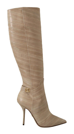 Beige Eel Leather Zip Up Cardinale Boots Shoes