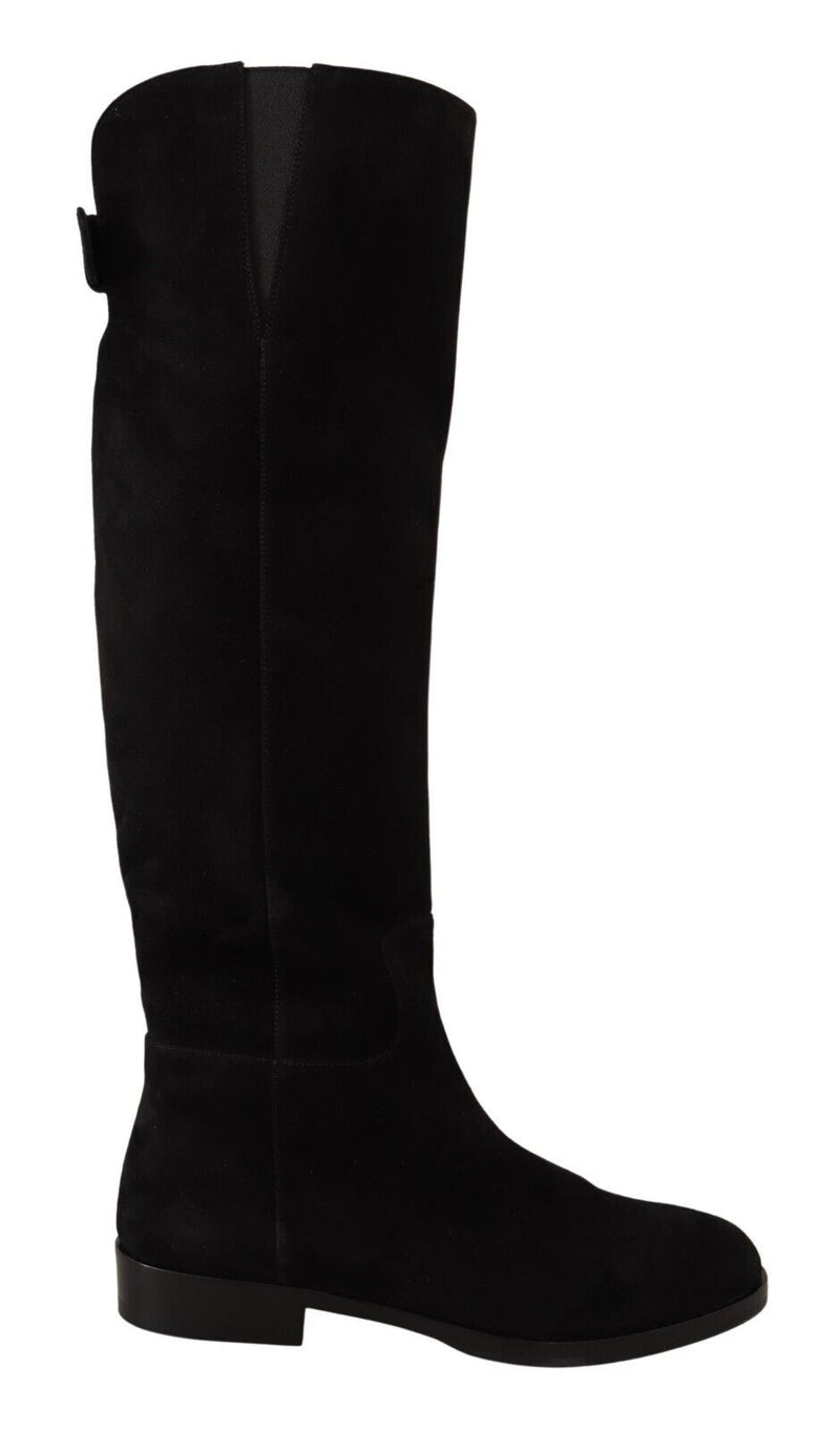 Black Suede Gold Tone Lambskin Boots Shoes