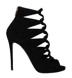 Black Suede Ankle Strap Sandals Boots Shoes