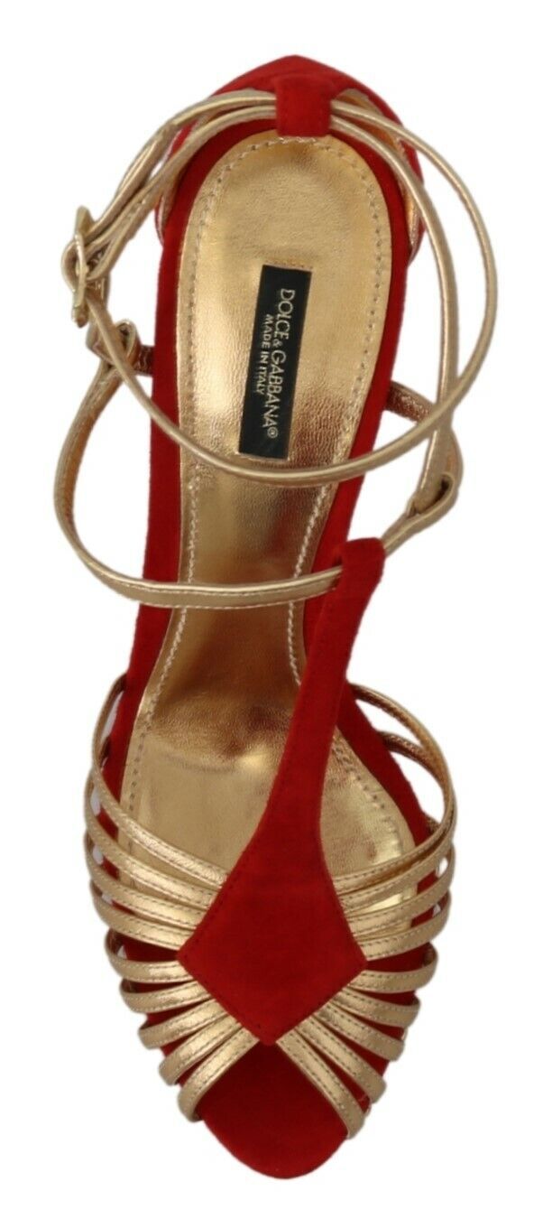 Red Gold Leather AMORE Heart Sandals