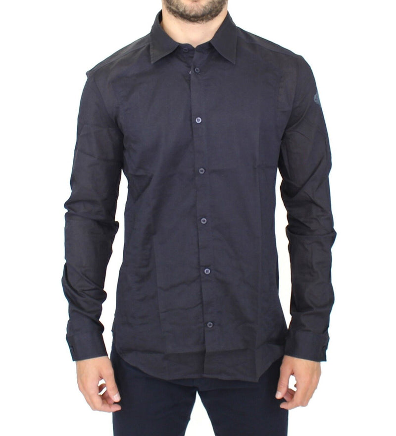 Blue Slim Fit Cotton Casual Top Shirt