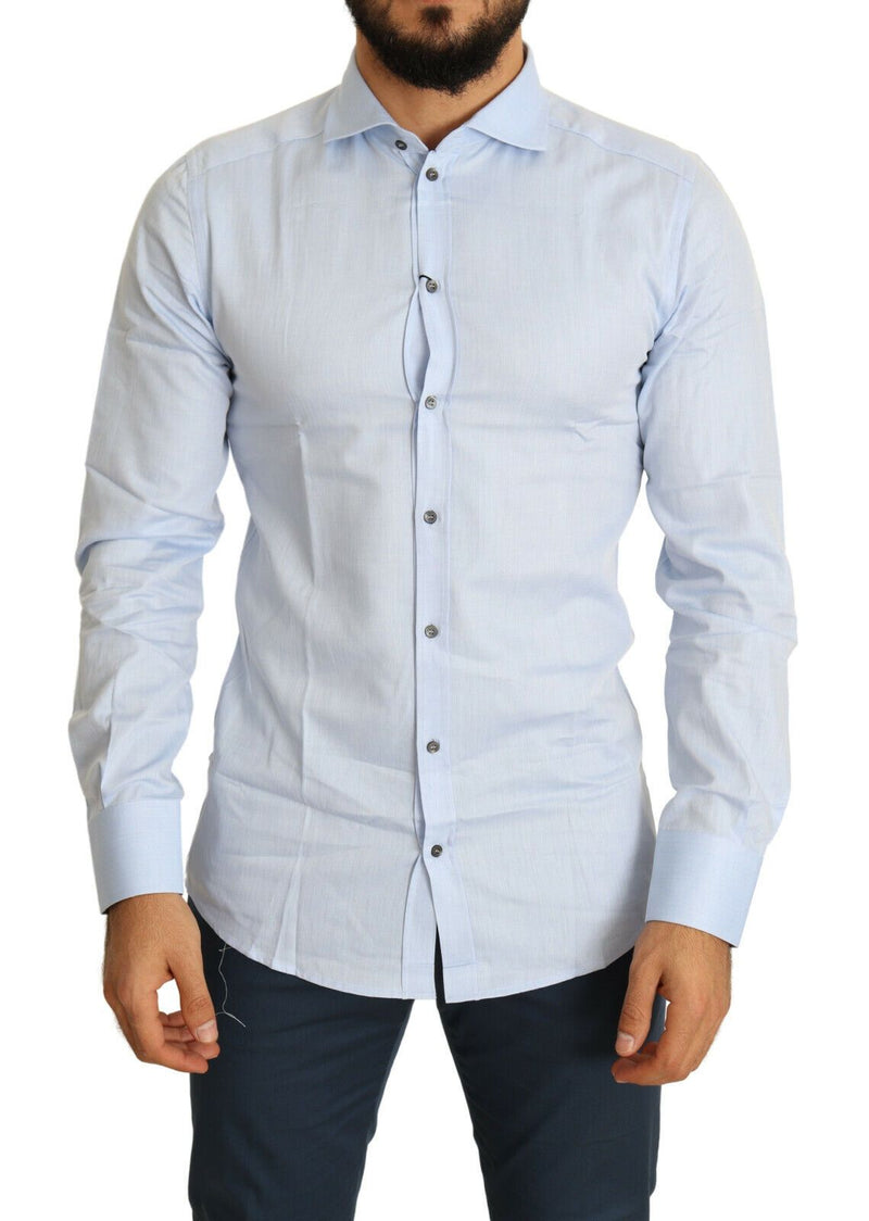 Light Blue Cotton Men Dress Shirt