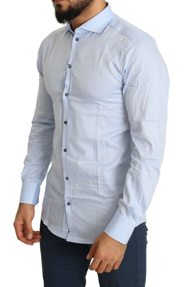 Light Blue Cotton Men Dress Shirt