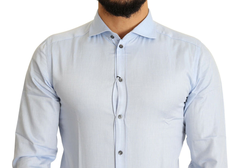 Light Blue Cotton Men Dress Shirt