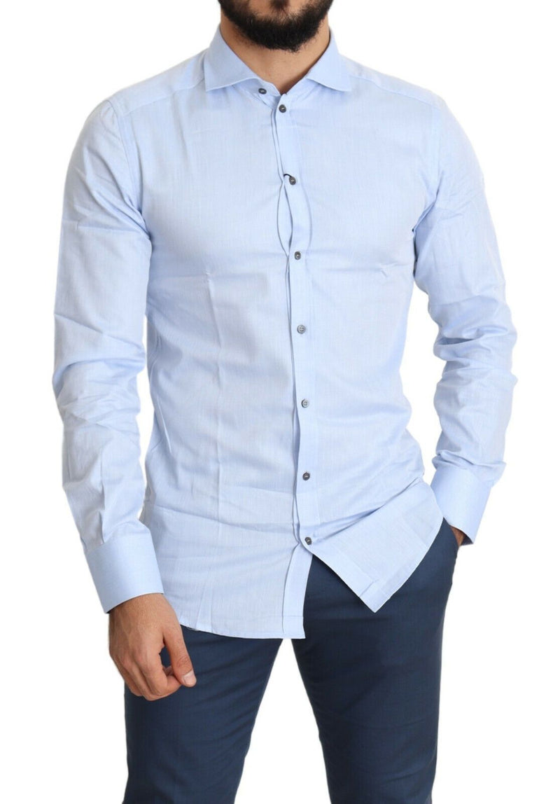 Light Blue Cotton Men Dress Shirt