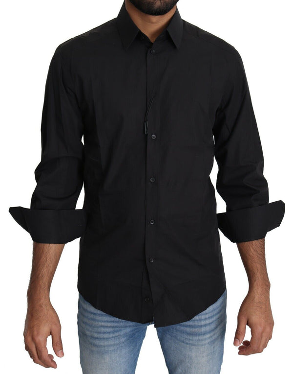 Black Cotton Formal Dress Men Top Shirt