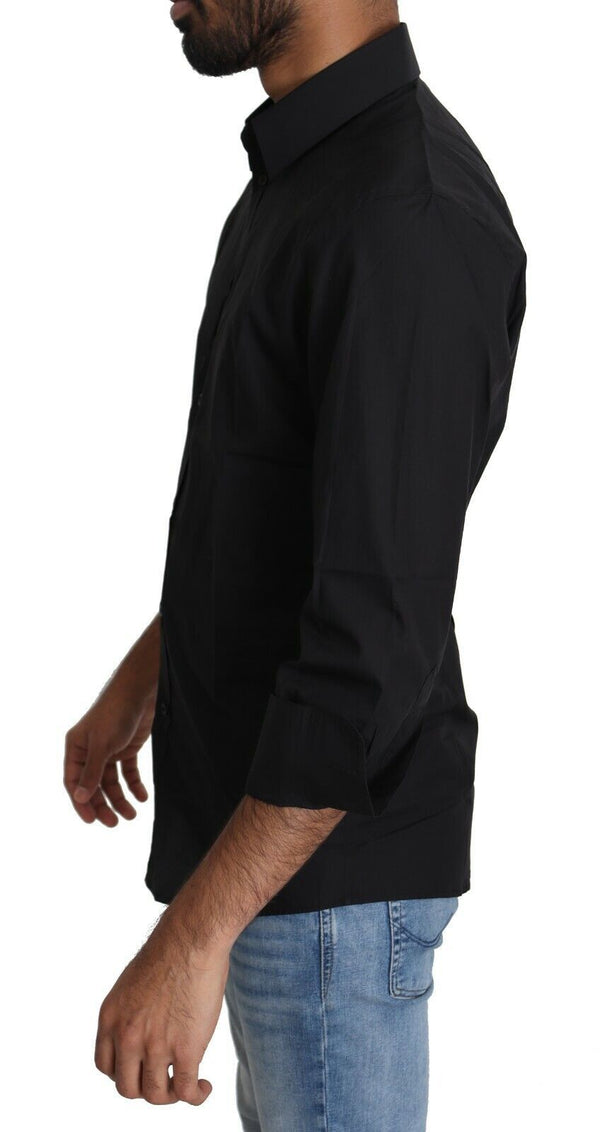 Black Cotton Formal Dress Men Top Shirt