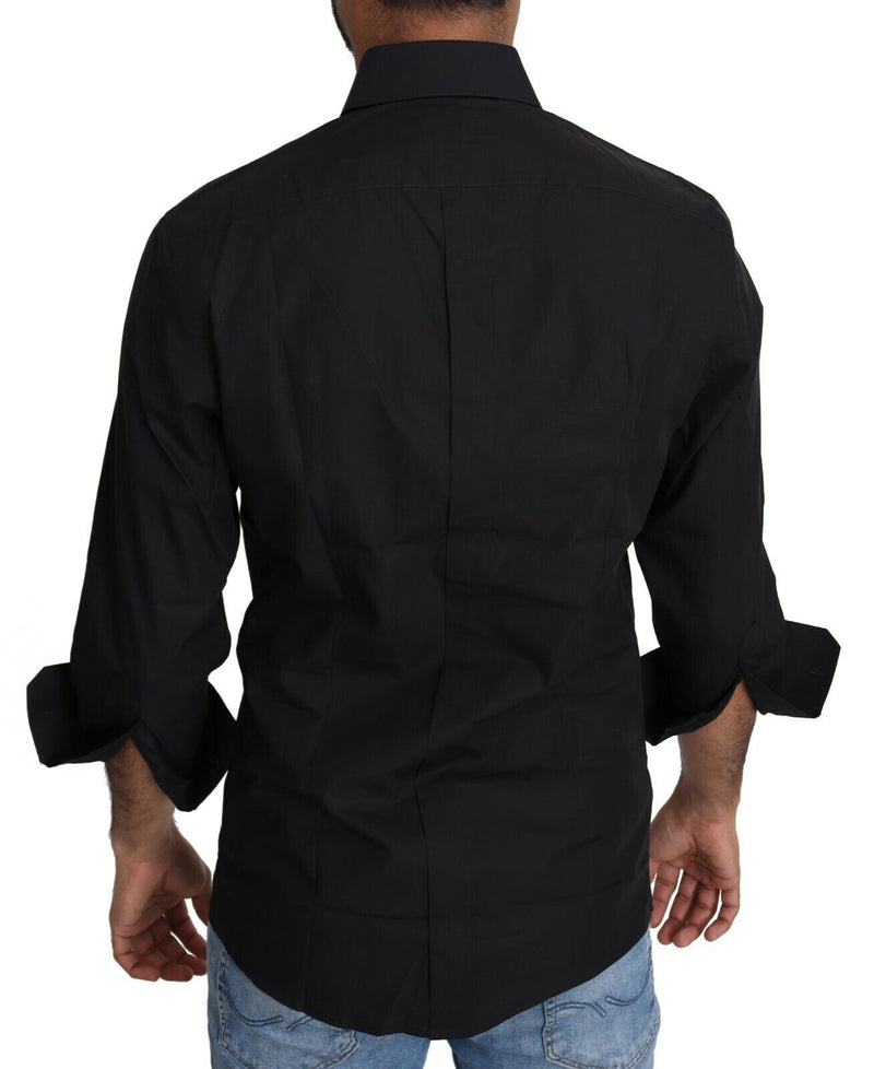 Black Cotton Formal Dress Men Top Shirt