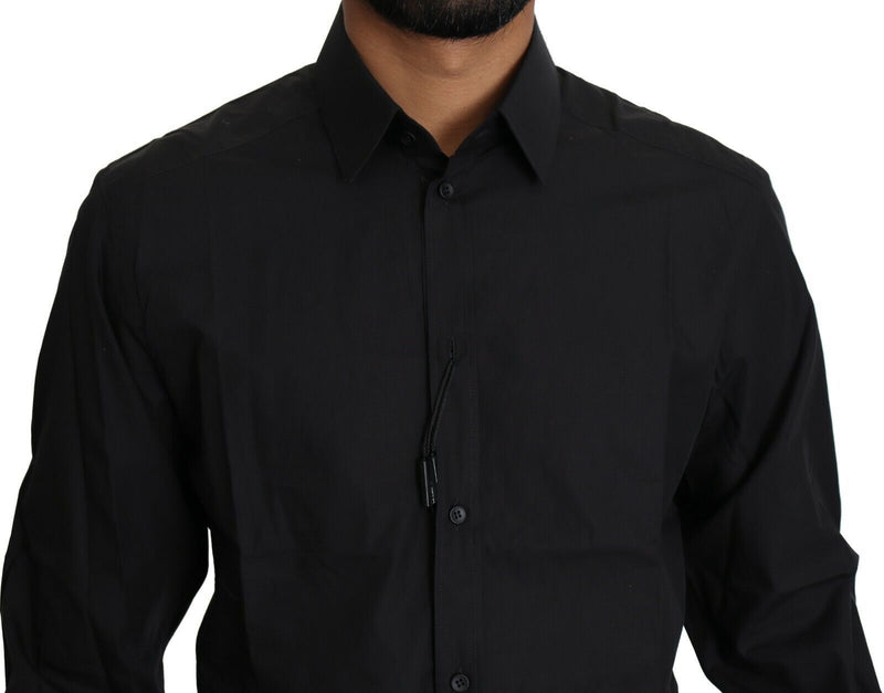 Black Cotton Formal Dress Men Top Shirt