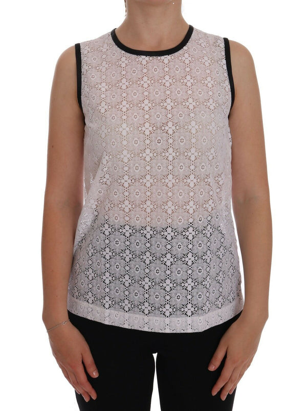 White Lace Floral Nylon Tank T-shirt