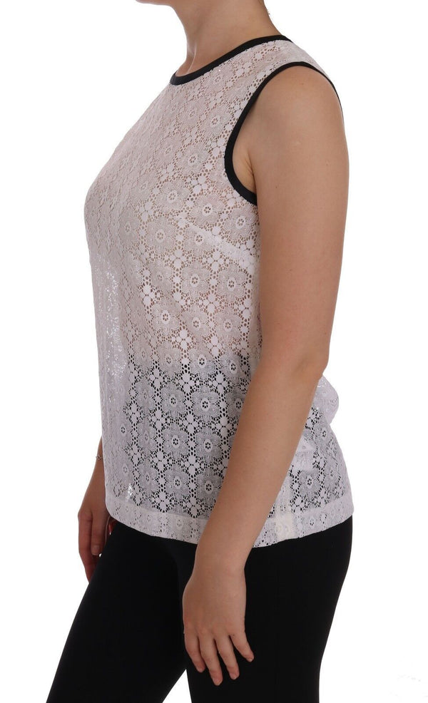 White Lace Floral Nylon Tank T-shirt